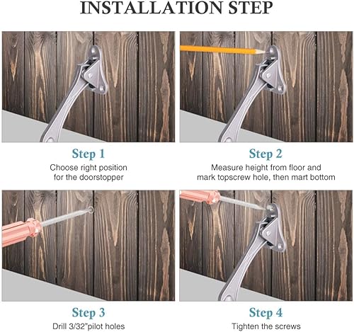 Miniatura 7 de Tope de puerta, topes de puerta abatibles para puertas pesadas, con punta de goma y palanca de resorte, ajustable, fácil de colocar y liberar, 4