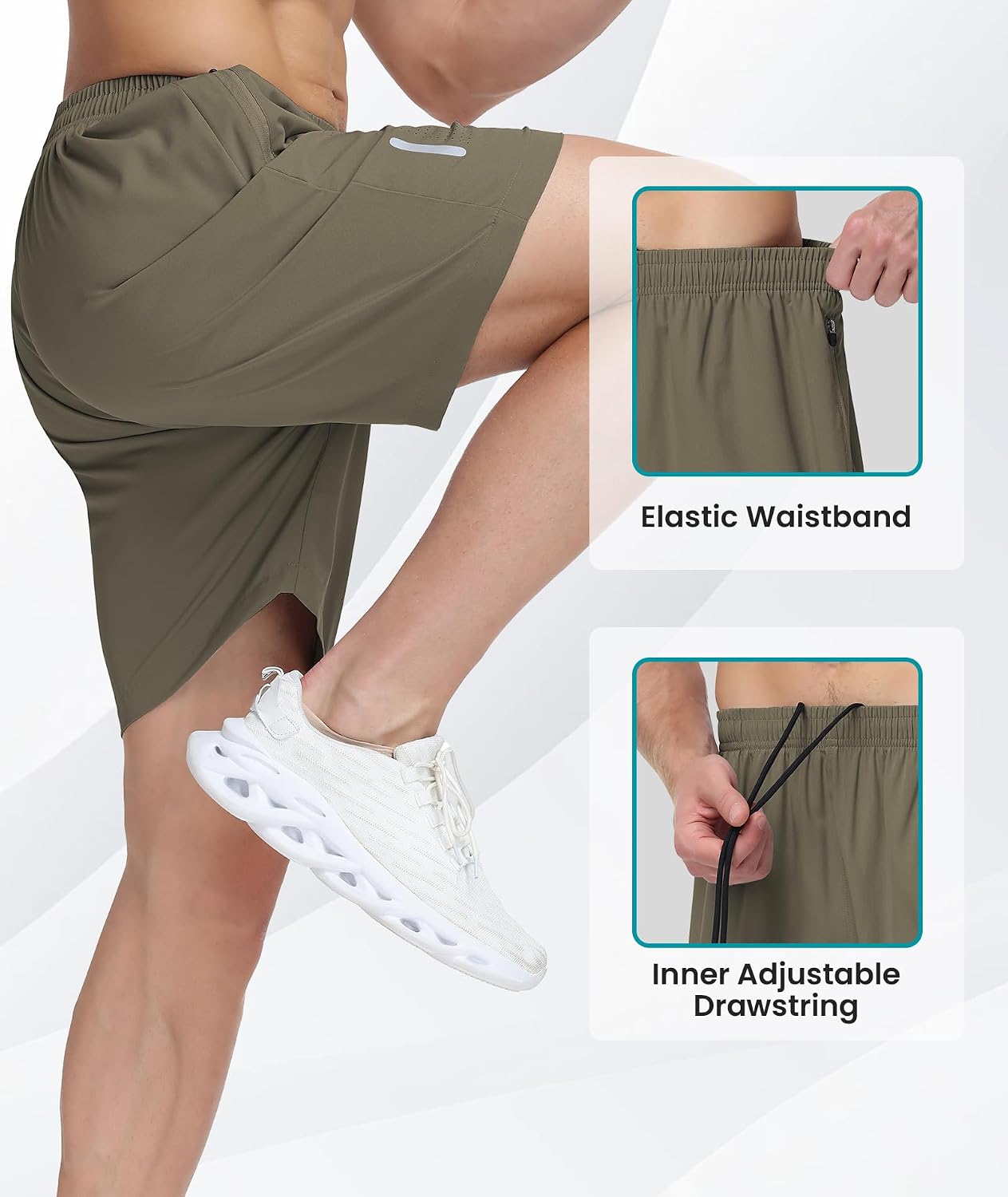  Mens Athletic Gym Shorts 7" Ultra-light Quick Dry Workout Running | Basketball Shorts with Deep Zipper Pockets for Sports Tennis Pickleball Soccer Exercise Active thumbnail