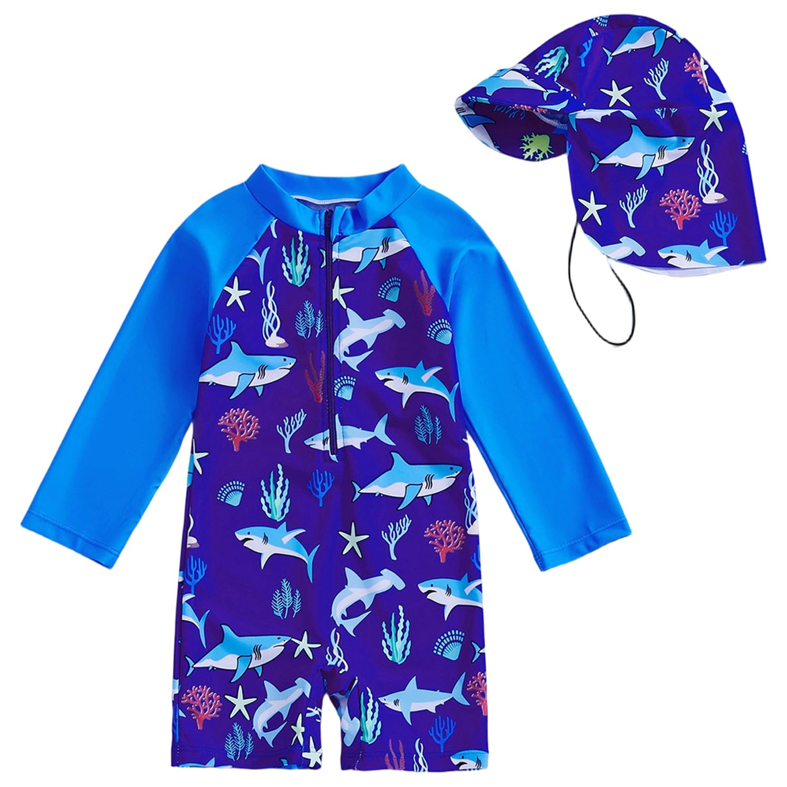 Maillots de Bain Garçons, Maillot de Bain garçon Manches Longues Solaire UPF 50+ avec Fermeture éclair idéal pour Natation Plage et Surf Combinaison -