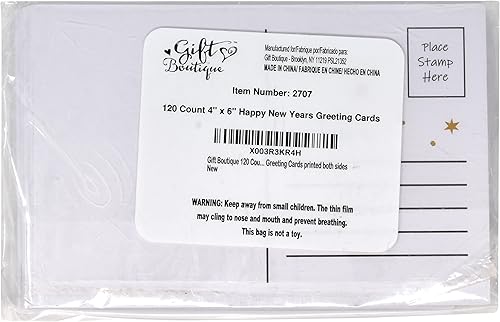Miniatura 7 de Gift Boutique 120 postales de felicitación de feliz año nuevo 2024 4 x 6 tarjetas de notas en blanco con estrellas negras y doradas para niños,