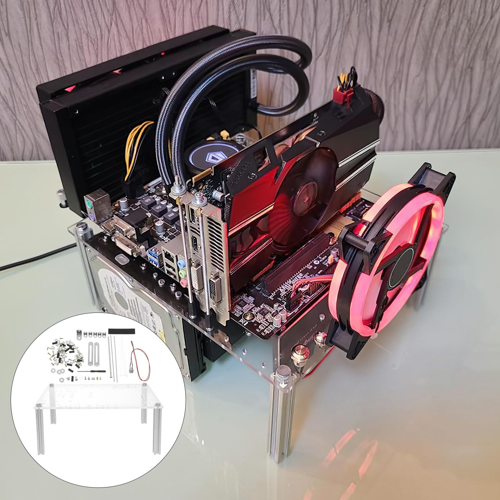 Supporto per Computer Aperto Telaio Open Air Compatto per Case Mini/Micro ATX Base Stabile per Test e Manutenzione PC Accessorio Resistente per Professionisti
