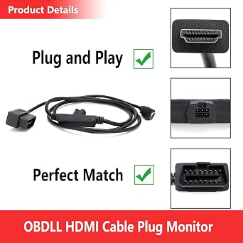 OBDII to HDMI Monitor Cable Plug for Edge CS2 CTS2 CTS3 Plug Monitor Replace#H00008000