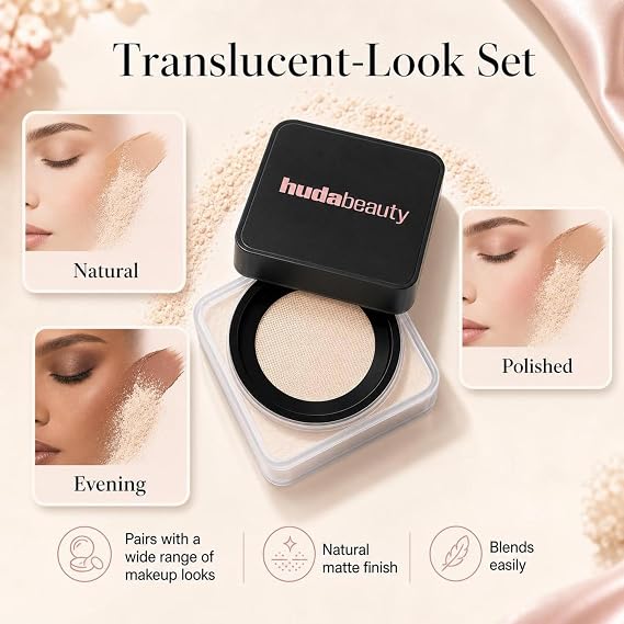 Huda Beauty Easy Bake Loose Baking & Setting Powder - Non Cakey Finish Loose Setting Powder For Foundation, Concealer, Natural Matte Look And Everyday Makeup (cherry blossom)