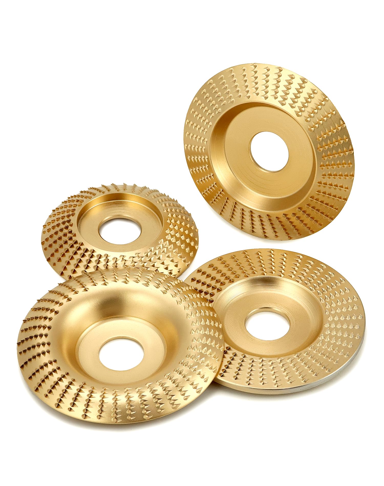 QWORK® 4 Stück Holzschleifscheibe Winkelschleifer, Innendurchmesser 22.2 mm für Winkelschleifer, Ideal zum Holzformen, Schnitzen und Polieren