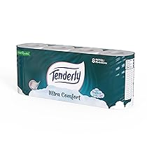 Tenderly Ultra Comfort, 8 rotoli di Carta Igienica Pura, 3 Veli, 200* Strappi per Rotolo, Delicata sulla Pelle, Dermatologicamente Testata