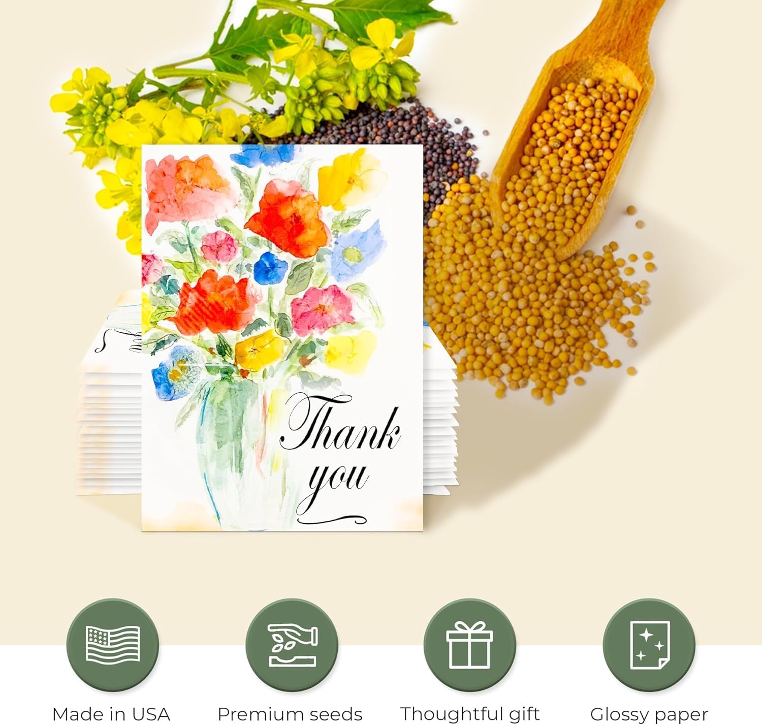 Pack of 25 Pre-Filled Thank You Plant Seed Packets Beautiful Flower Vase Party for Guests, Bridal Shower Favors, Parties, Wedding Favors, Wildflower Seeds Mix Plant for Year -Round