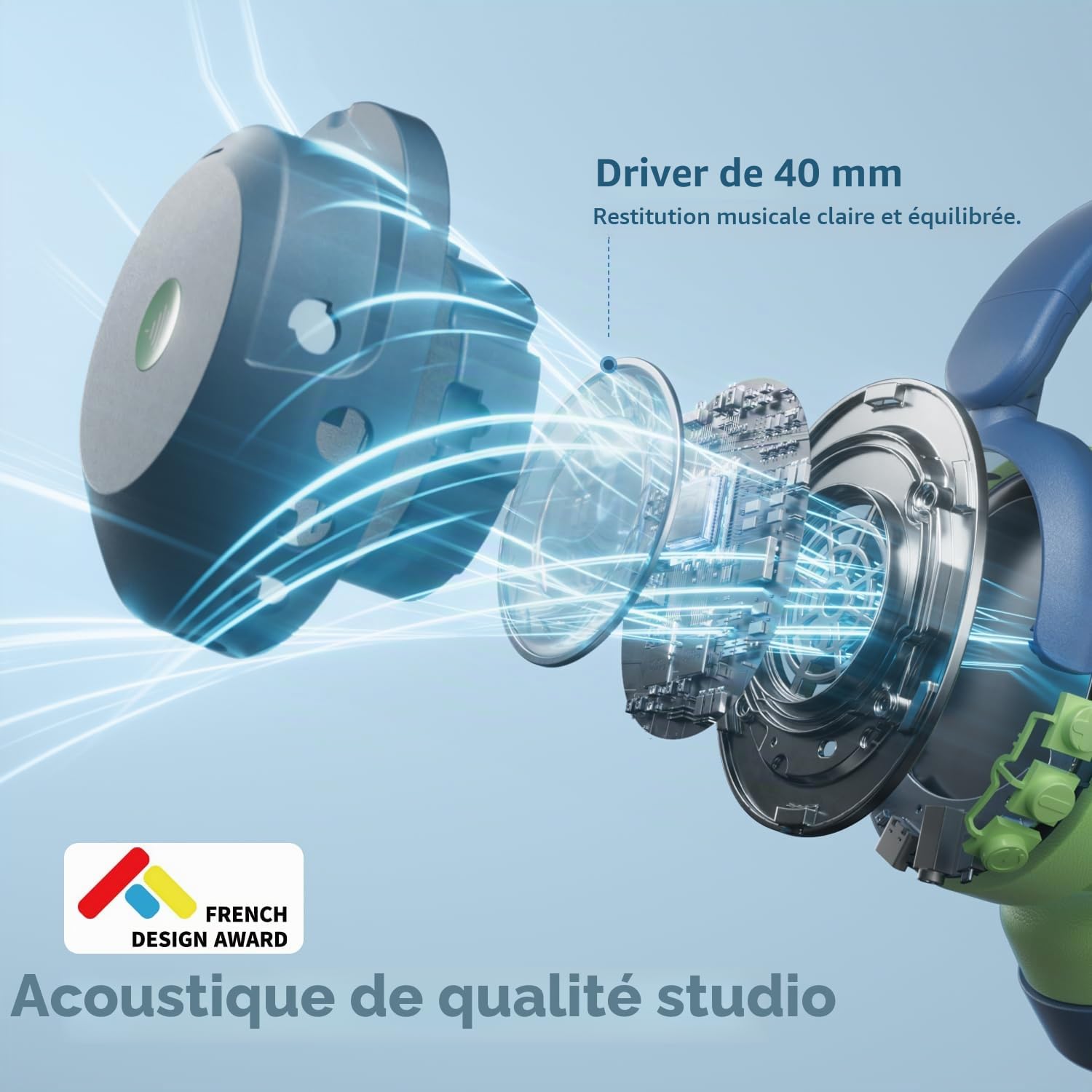 iClever BTH20 Casque Réduction De Bruit Active pour Enfants 60H d'Autonomie | SafeSound Tech3.1, Charge USB C, Câble AUX, Bluetooth 5.4, Primé et Résistant Écouteurs Enfants pour Tablette PC
