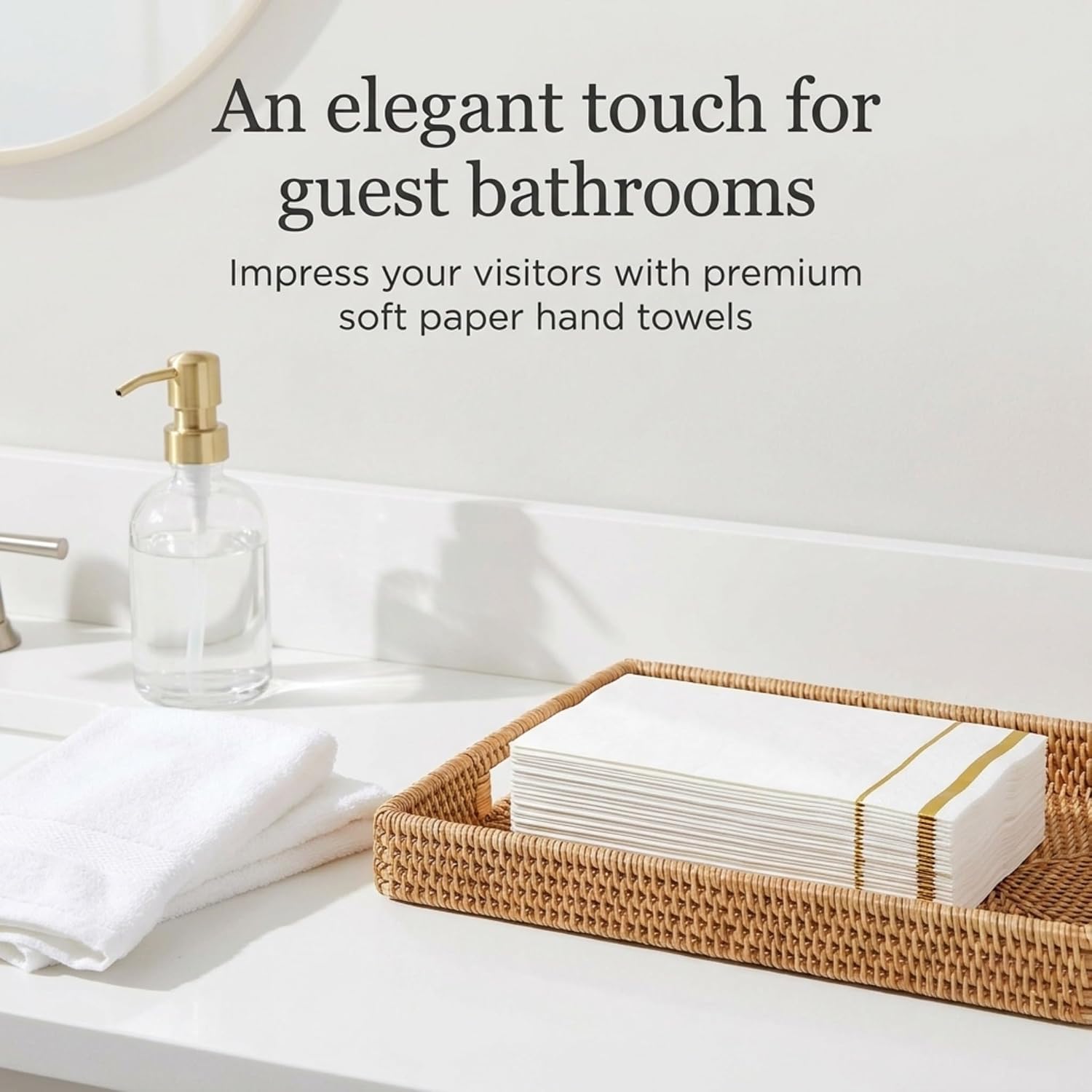 Gold Foil Stripe Guest Napkins Disposable Paper Hand Towels image 4