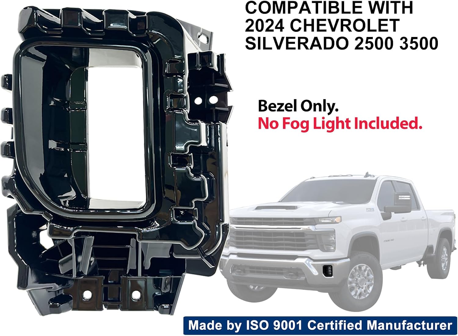 KAP Replacement Front Bumper Fog Lamp Bezel for 2024 Silverado 2500 3500 Driver Left Side 84973680 GM1038320