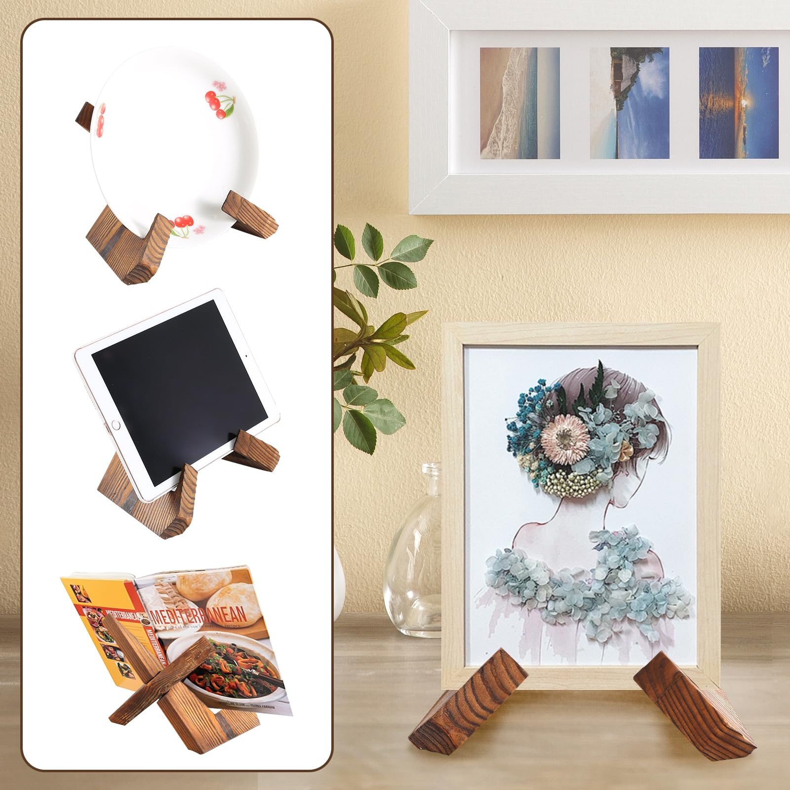 Supporto Per Libri Di Ricette In Legno Massello – Stile Rustico, Smontabile, Multifunzione Per IPad E Riviste
