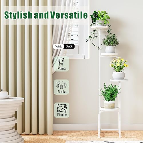 Miniatura 3 de Soporte para plantas para interiores y exteriores, estante de metal de 4 niveles para múltiples plantas, soportes de flores de esquina para sala de