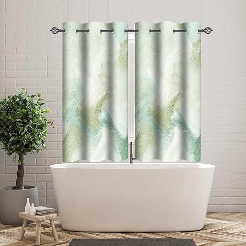 Miniatura 3 de Cortina opaca fluida de mármol verde claro, de lujo, moderna, con textura de roca mineral, cortinas de ventana impresas, arte abstracto, ondas para