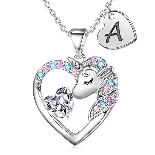Christmas Gifts Unicorn Gifts, Unicorn Gifts for Girls Age 6-8 Unicorn Necklace for Girls Gifts for Girls Jewelry A Initial Necklaces for Teen Girl Gifts Trendy Stuff Birthday Gifts for Girls Toys