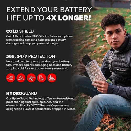 Miniatura 21 de PHOOZY Funda térmica Apollo II para teléfono con aislamiento para clima frío Extiende la duración de la batería 4 veces Accesorios de esquí