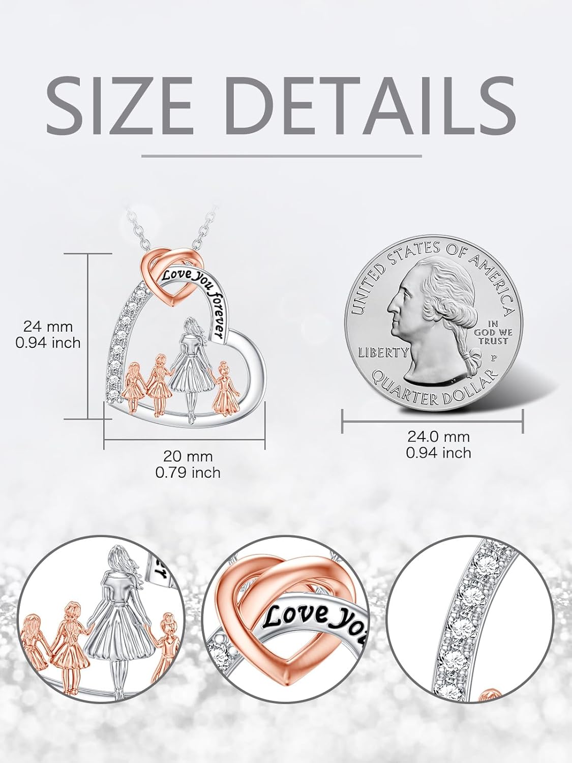 Mother & Daughter Necklace - Father & Daughter Pendant - 925 Sterling Silver Heart Jewelry for Women & Moms - Image 5