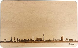 Brotzeitbrett Berlin Skyline | Fr&uuml;hst&uuml;cksbrettchen aus Buche | Holz Schneidbrett | Geschenk mit Gravur | Fr&uuml;hst&uuml;cksbrett Standard 22x14x1cm, ohne pers&ouml;nlicher Gravur