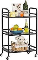 Vista 26 de 3-Tier Metal Utility Multipurpose Rolling Cart,Large Capacity Heavy Duty Cart with Lockable Wheels for Kitchen,Living Room,Office,Bathroom Storage