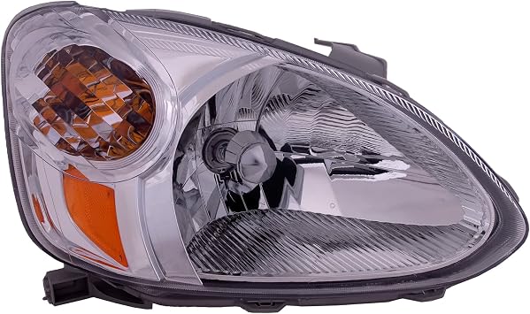 HEADLIGHTSDEPOT Headlight Compatible with Toyota Echo 2003-2005 Chrome Housing Halogen Includes Right Passenger Side Headlamp