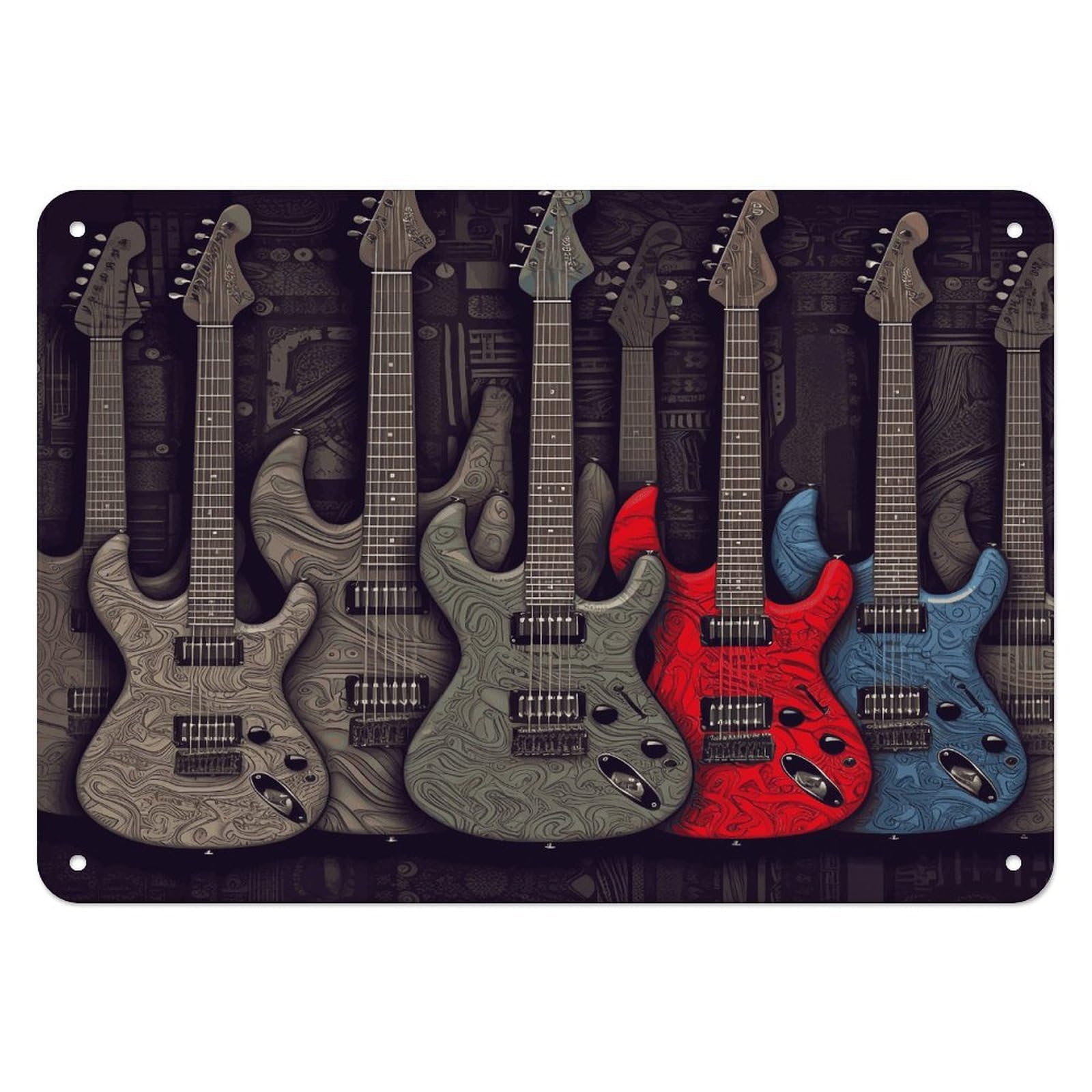 Btcowzrv Style Guitar Pattern Metal Sign, 5.5" X 7.9" Tin Wall Decor, Wall Art Plaques For Home Wedding Decor Room Living Room Decoration