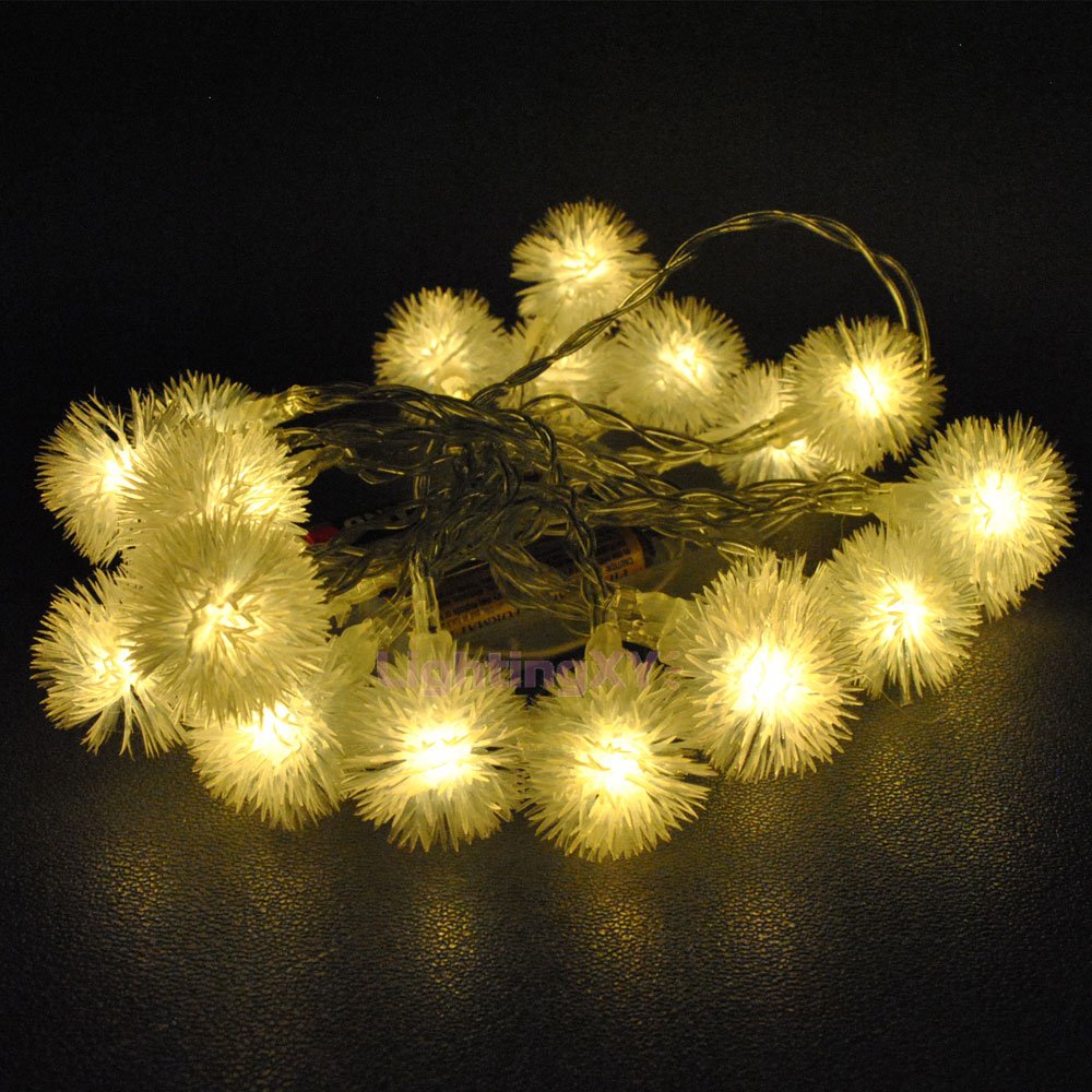 LightsGo USB Powered 20 LED 2M snowball shape Indoor LED Fairy Lights for PC, MAC, Phone charger (Warm White)