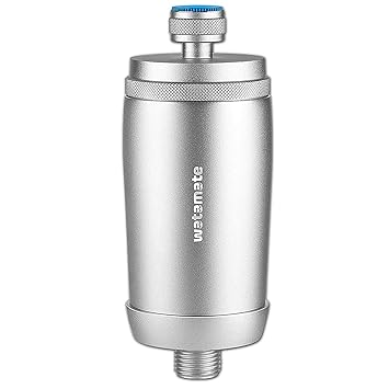 Watamate Activ+ Stainless Steel 1/2 Inch Bathroom Shower and Tap Hard Water Filter, Silver, Matte Finish