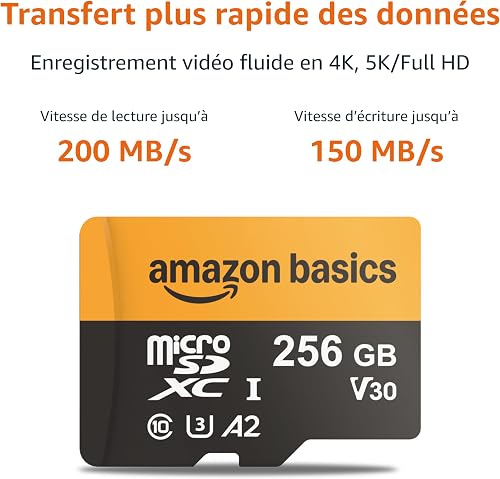 Amazon Basics 256GB microSDXC Card with Adapter, Read Speed Up to 200MB/s, 1-Pack - 2