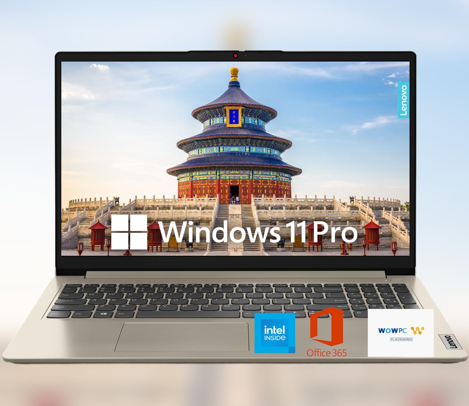 Lenovo 15.6" HD IdeaPad Anti-Glare Coating + 1 Year Microsoft 365, 20GB RAM, 384GB SSD, Windows 11 Pro, Up to 9.5 Hours Battery Life, Intel Processor, WiFi 6, HDMI, USB-C, SD Card Reader, w/WOWPC USB