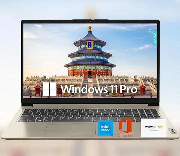 Lenovo 15.6" HD IdeaPad Anti-Glare Coating + 1 Year Microsoft 365, 20GB RAM, 384GB SSD, Windows 11 Pro, Up to 9.5 Hours Battery Life, Intel Processor, WiFi 6, HDMI, USB-C, SD Card Reader, w/WOWPC USB