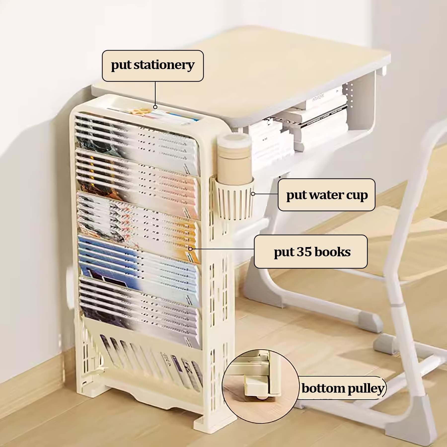 Organizador de Carro utilitario Estantería de 6 Niveles Carro rodante Carro utilitario rodante Estantes de Libros de Almacenamiento móviles multifuncionales,Yellow
