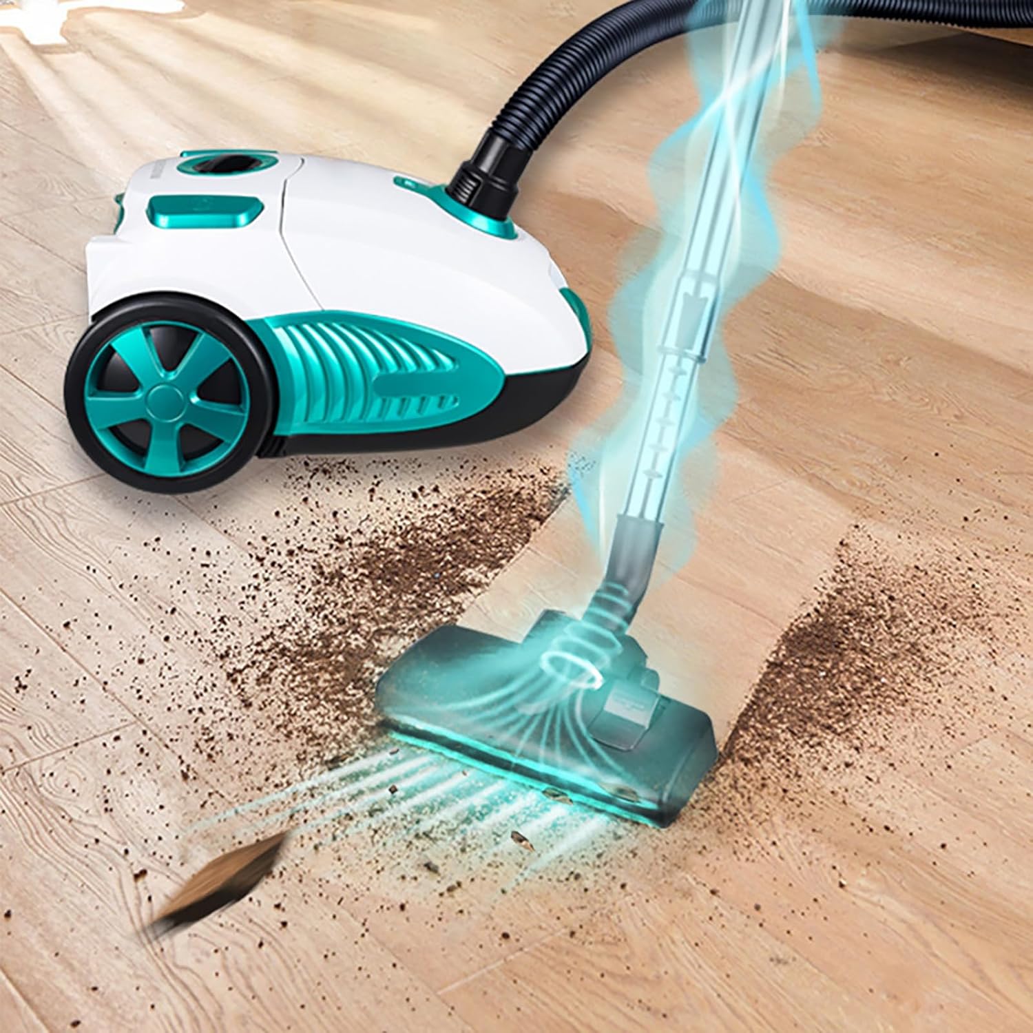 Handheld Canister Vacuum Cleaner, Multi-Functional Dry Use, Powerful Suction, Foot Pedal Design, Low Noise, Large Capacity, Easy Clean for Home Black