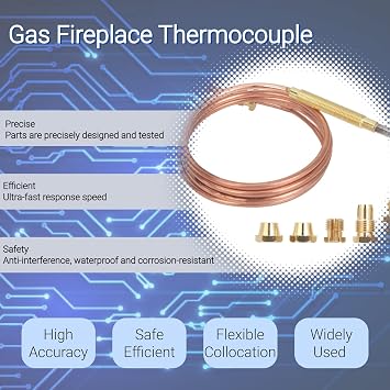 Gas Thermocouple,Gas Stove Universal Thermocouple Fireplace Replacement Kit Adaptors