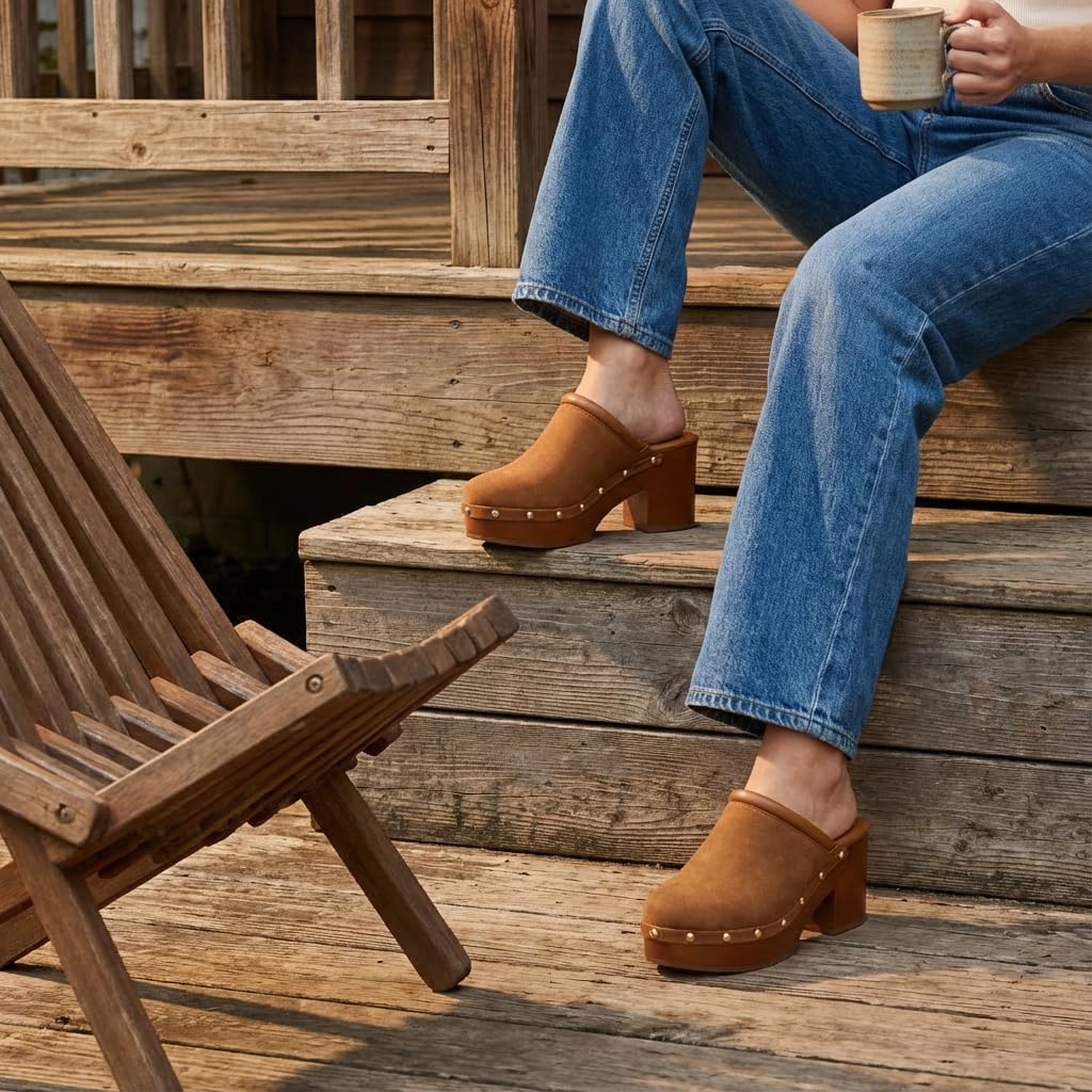 CUSHIONAIRE Women's Guest Faux Wood Clog with Memory Foam Padding, Wide Widths Available - Image 6