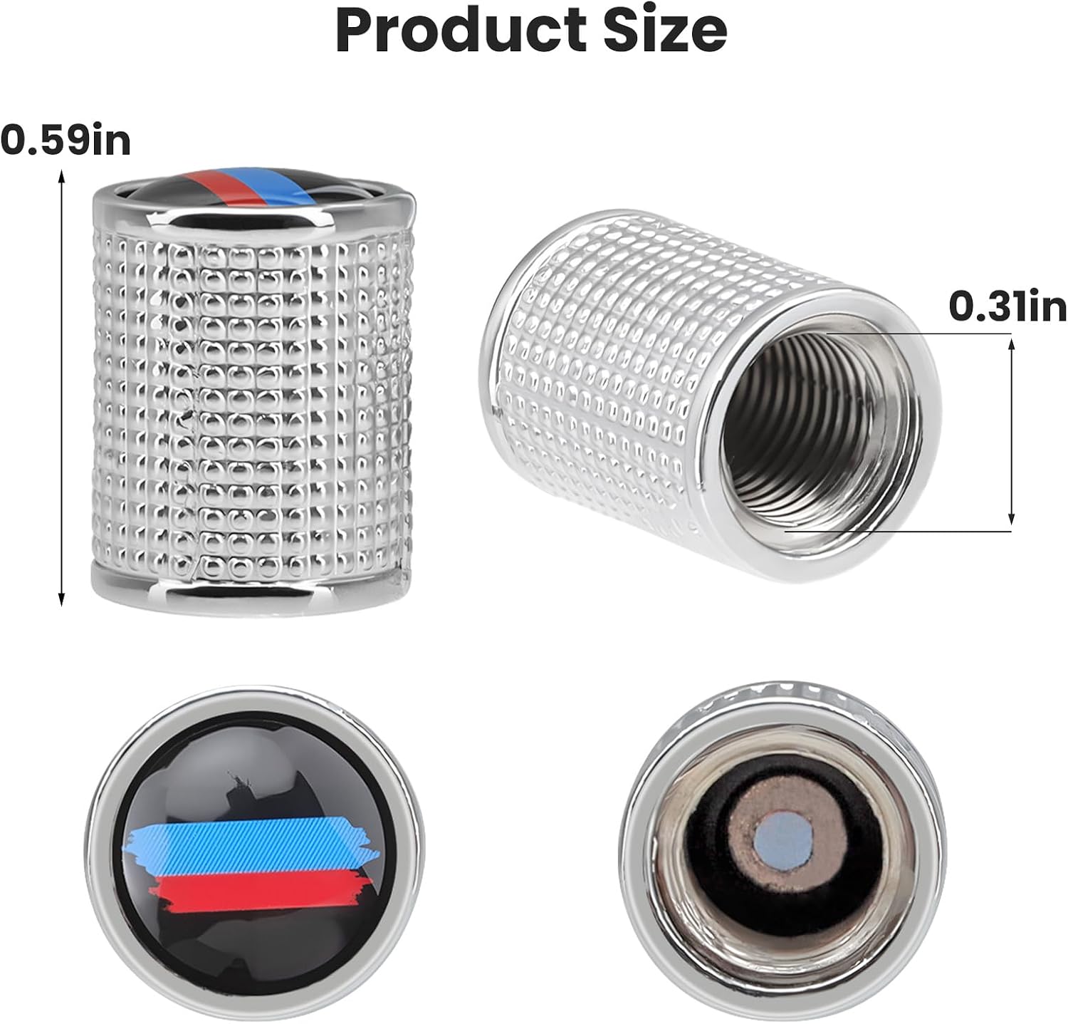 Car Tire Valve Caps for BMW All Models, 4Pcs Universal Metal Valve Stem Caps Auto Wheel Center Air Valve Covers for Car SUV Truck Motorcycle Bicycle (Silver)