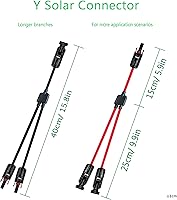 Vista 3 de Conector solar Y, cable paralelo de rama en Y, adaptador de conector solar 1 a 2 macho hembra, 10AWG 45A impermeable IP68 40CM cable, para paneles