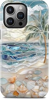 for iPhone 15 Pro Max Case, Beach Ocean Seashell Summer Tropical Phone Case, Compatible with Magsafe, Trendy Aesthetic Magnetic Slim Silicone Shockproof Protective Women Girl Cover