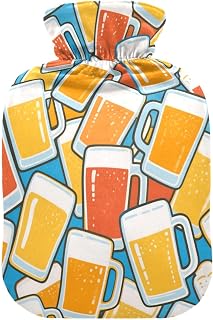 Colorful Cartoon Cute Beer hot Waterbottle with Soft Cover, 2L hot Compress for Hot and Cold Therapies