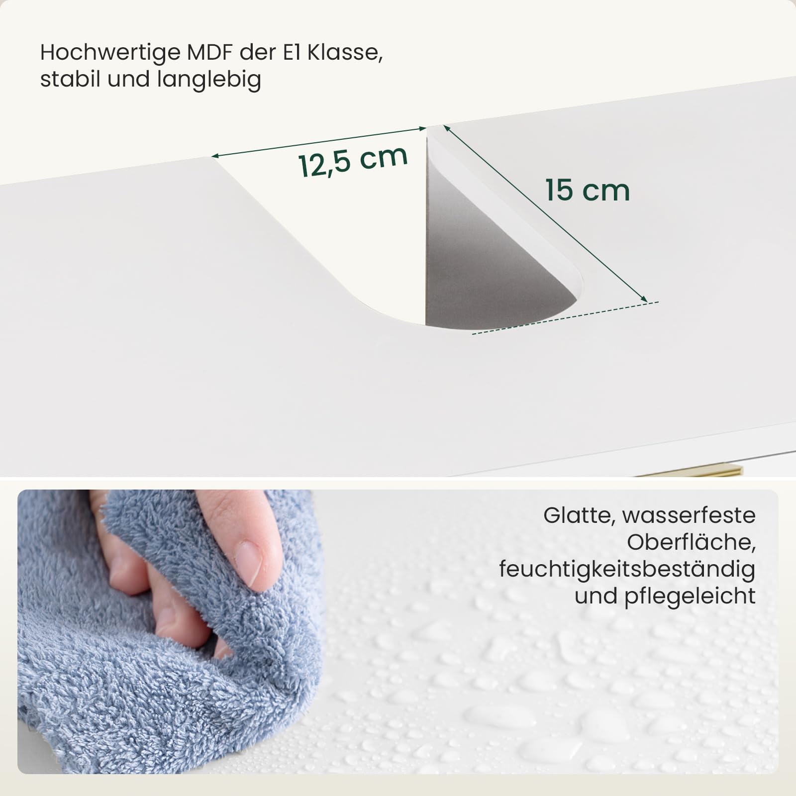 EUGAD Waschbeckenunterschrank, Unterschrank, Waschtischunterschrank, Badezimmerschrank, Badschrank, weiß Hochglanz, mit 2 Türen, Beinen, verstellbare Ablage, freistehend, 60x60x30 cm