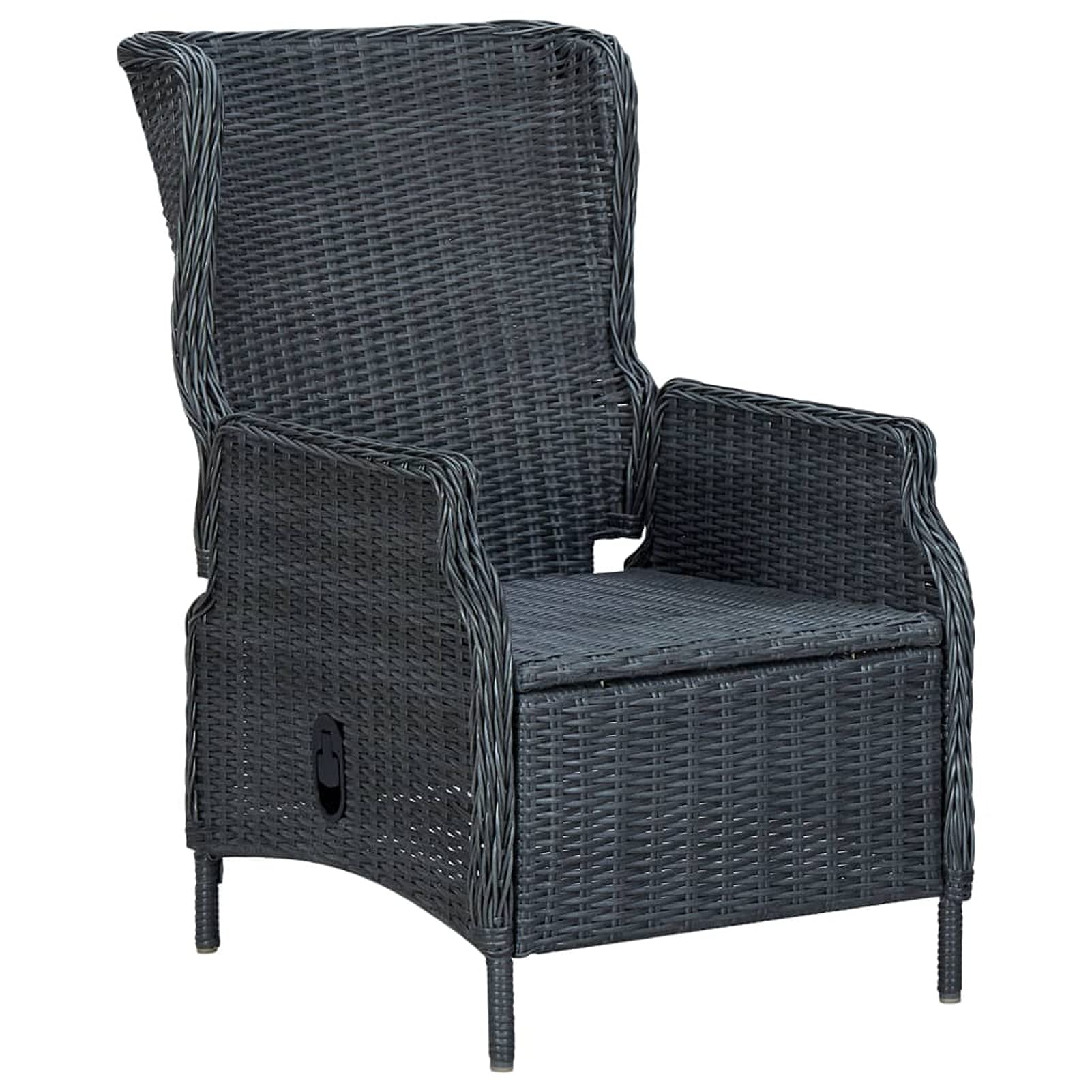 Festnight Conjunto Comedor Jardín Ratán 9 Pzas, Mesa y Sillas Jardin con Respaldo Regulable y Cojines, Conjunto Mesa y Sillas Reclinable Terraza, Muebles Jardin Exterior, Gris Oscuro 9 Pzas Type 3