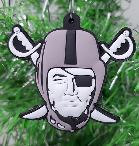 Miniatura 6 de Juego de adornos navideños con temática de equipo de fútbol plateado y negro