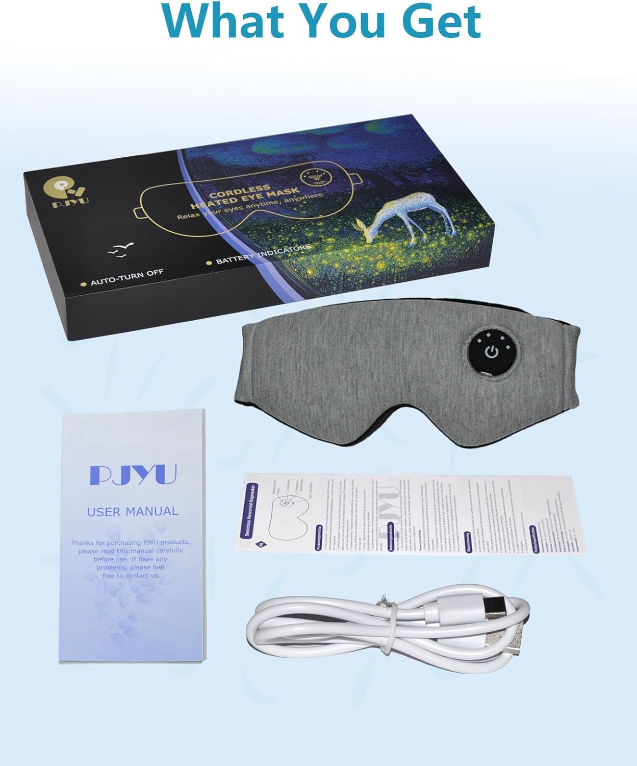 Heated Eye Mask for Dry Eyes, Cordless Warm Compress for Eye Relief, Electric Eye Heating Pad with Temperature Control for Blepharitis and Stye Treatment, Rechargeable, Washable