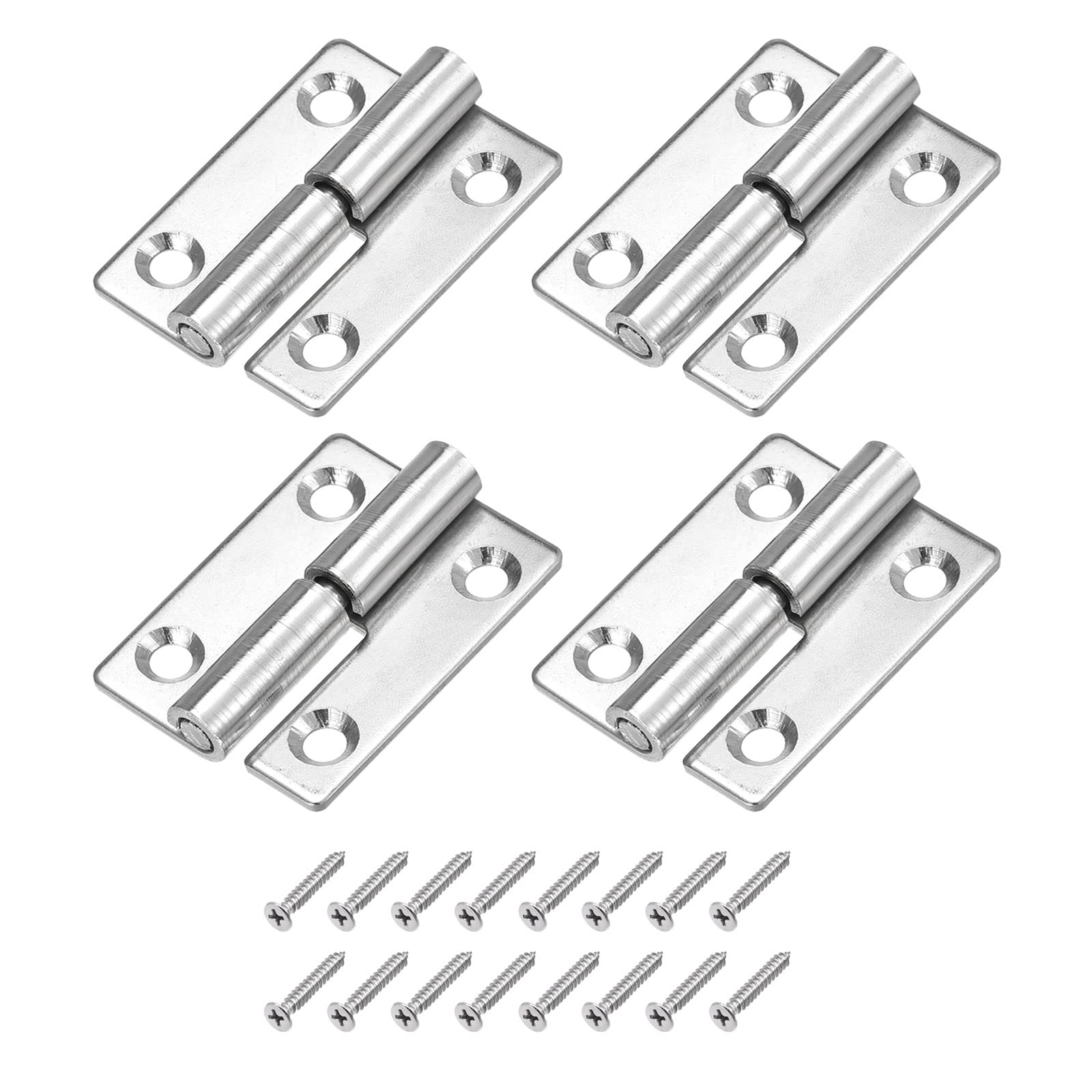 METALLIXITY Lift Off Hinge (50mm/2") 4Pcs, 304 Stainless Steel Left-Handed Slip Joint Small Flag Hinges - for Cabinet Door Silver Tone