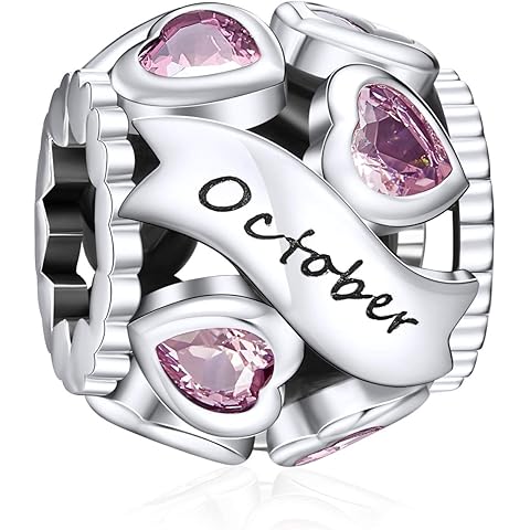 NINGAN Birthstone Charms 925 Sterling Silver Love Heart Openwork Bead for Charm Bracelets and Necklaces with 5A Cubic Zirconia, Birthday Mothers Day Jewelry Gifts Women