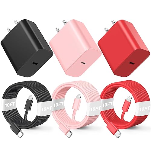 Miniatura 8 de Paquete de 3 cables de carga de teléfono de 10 pies, USB C a ightning cable de carga rápida, compatible con iPhone 14, 13, 12, 11 Pro Max, XR, XS,