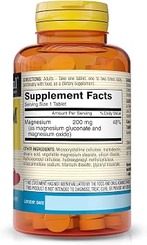 Mason Natural Magnesium 200 mg, Muscle and Nerve Function Support, 100 Tablets