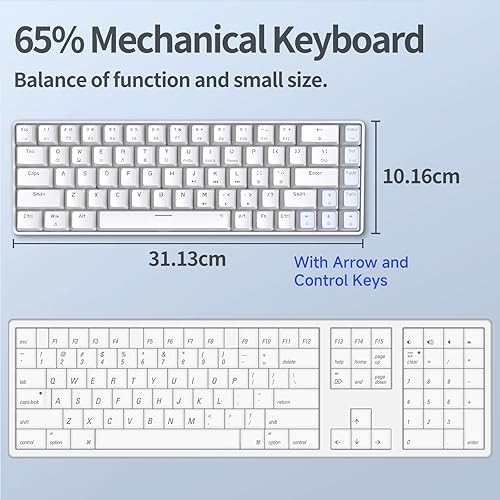 Miniatura 2 de TMKB Falcon M1SE - Mouse para juegos, teclado mecánico T68SE 60% para juegos, retroiluminación LED, sensor óptico de 12800DPI con interruptor azul,