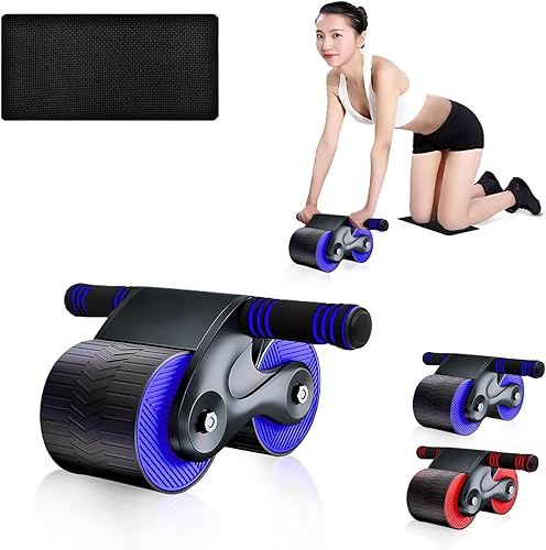 Automatic Rebound Abdominal Wheel, Ab Roller Equipped with Spring Back Wheel for Abs Strength, Abdominal Wheel with Kneepad and Ergonomic Handle,