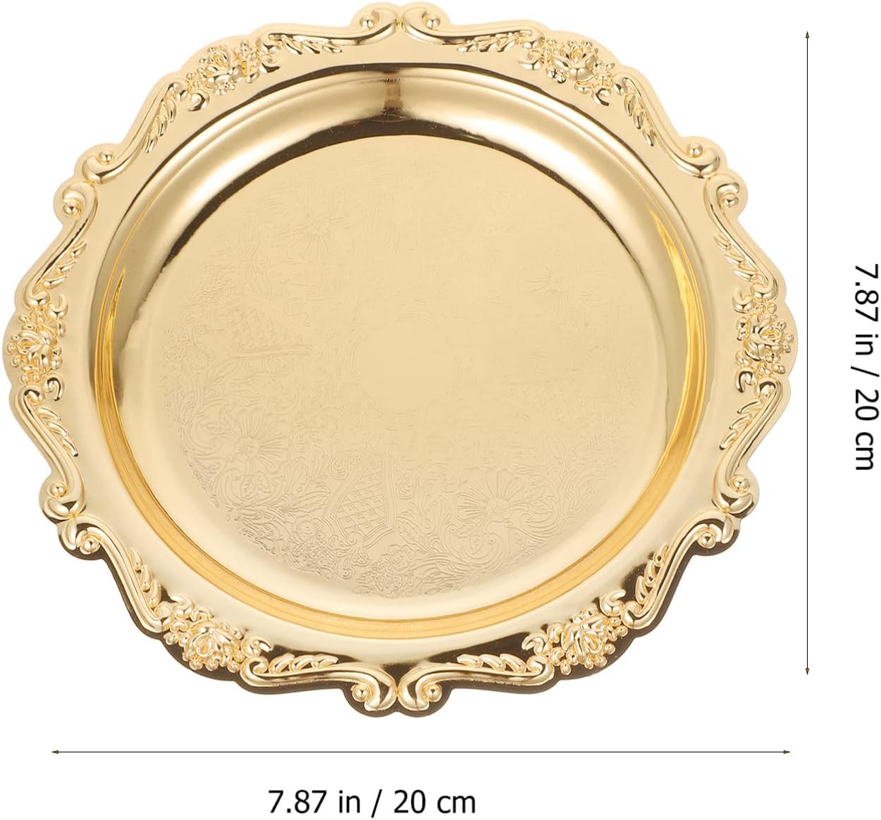 Kichvoe Snacks Plate Round Platter Serving Tray Decorative Plate Metal Tray Coffee Table Perfume Dessert Jewelry Storage Organizer for Kitchen Bathroom Golden