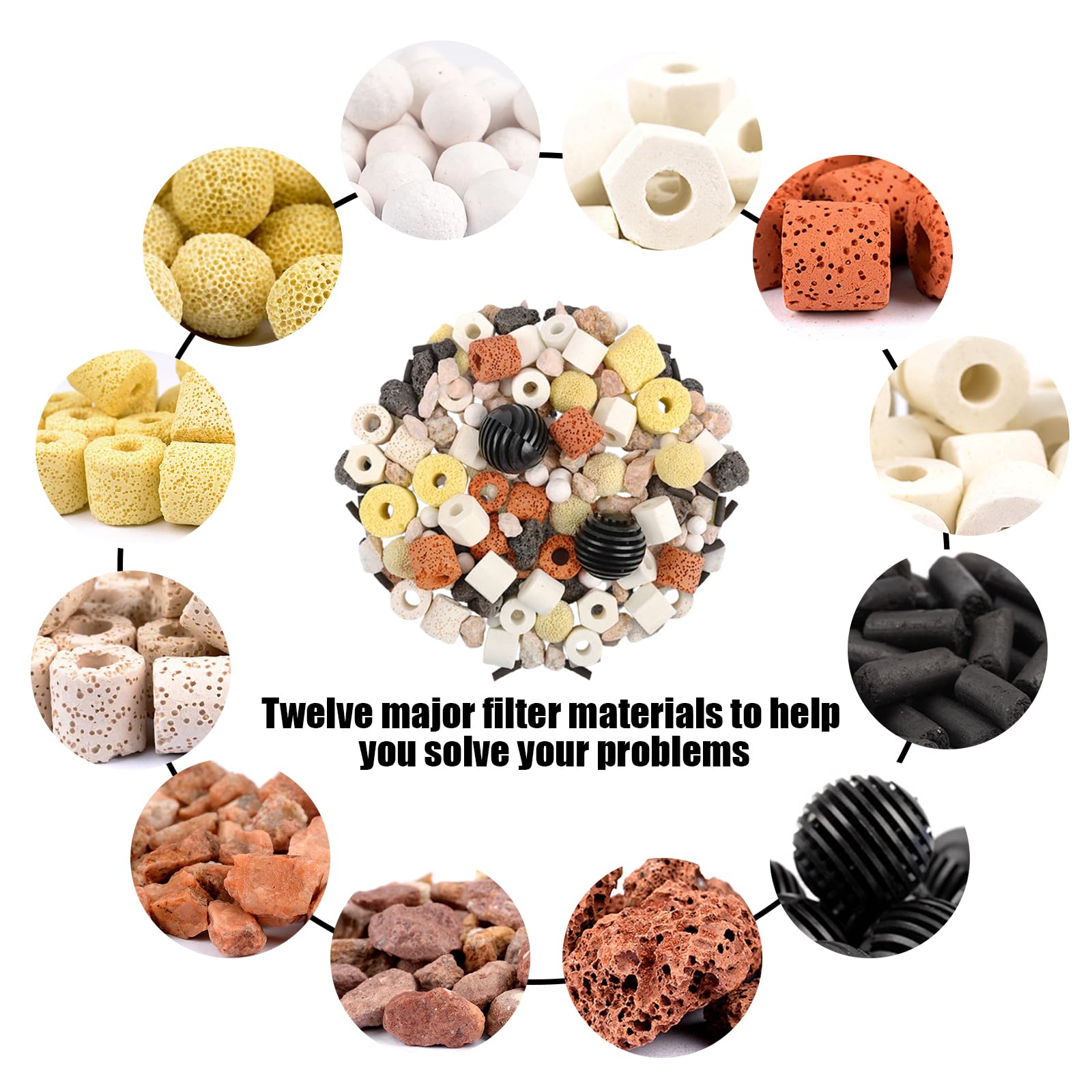 Eterspr 12-in-1 Aquarium Filter Media, Aquarium Filter Ceramic Rings, Aquarium Filter Media Accessories, for Aquarium Pond - Image 3
