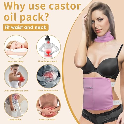 Miniatura 2 de Paquetes de aceite de ricino, paquetes de aceite de ricino orgánico reutilizables para desintoxicación del hígado, estreñimiento y menos desorden,