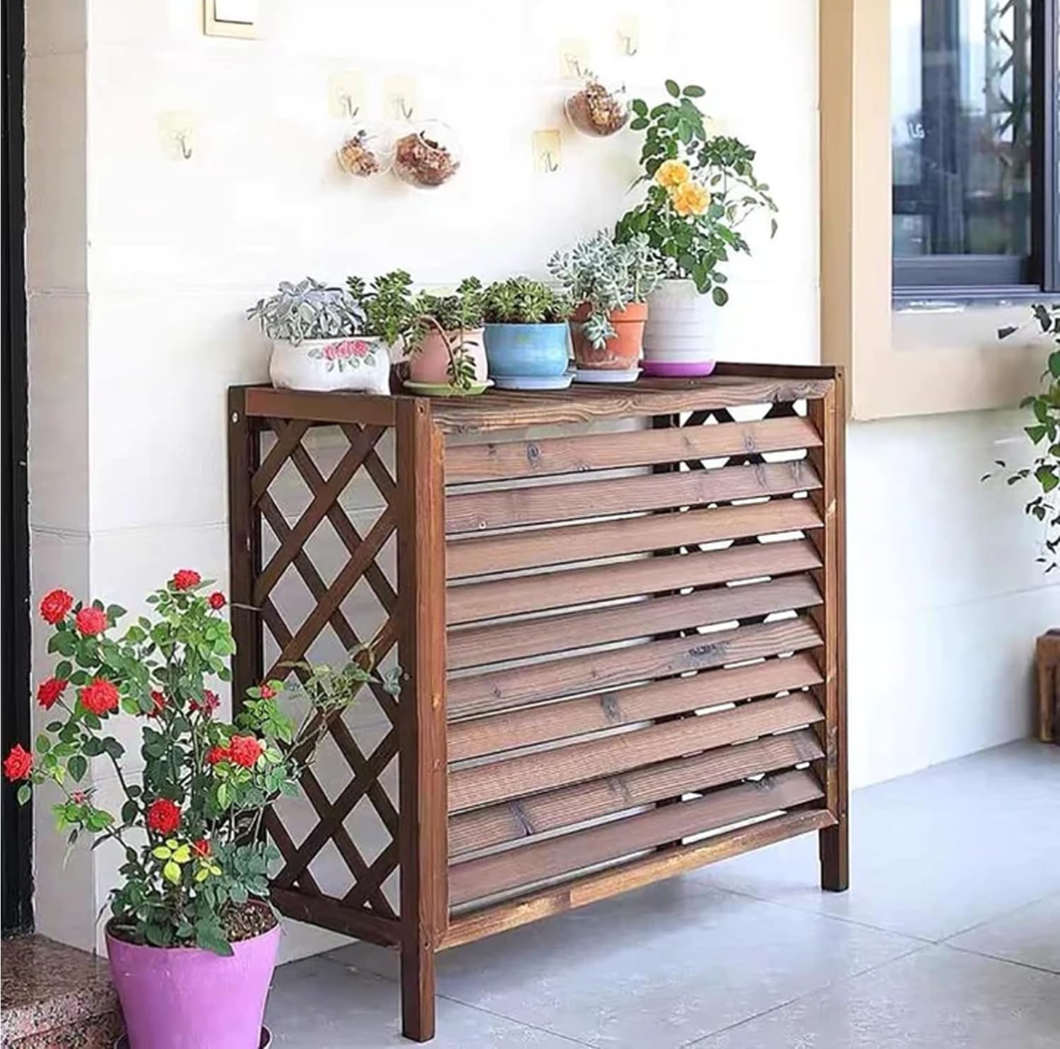 Copertura Per Motore Aria Condizionatore 9/12 In Legno Bianco 80x47x77 Anticorrosione